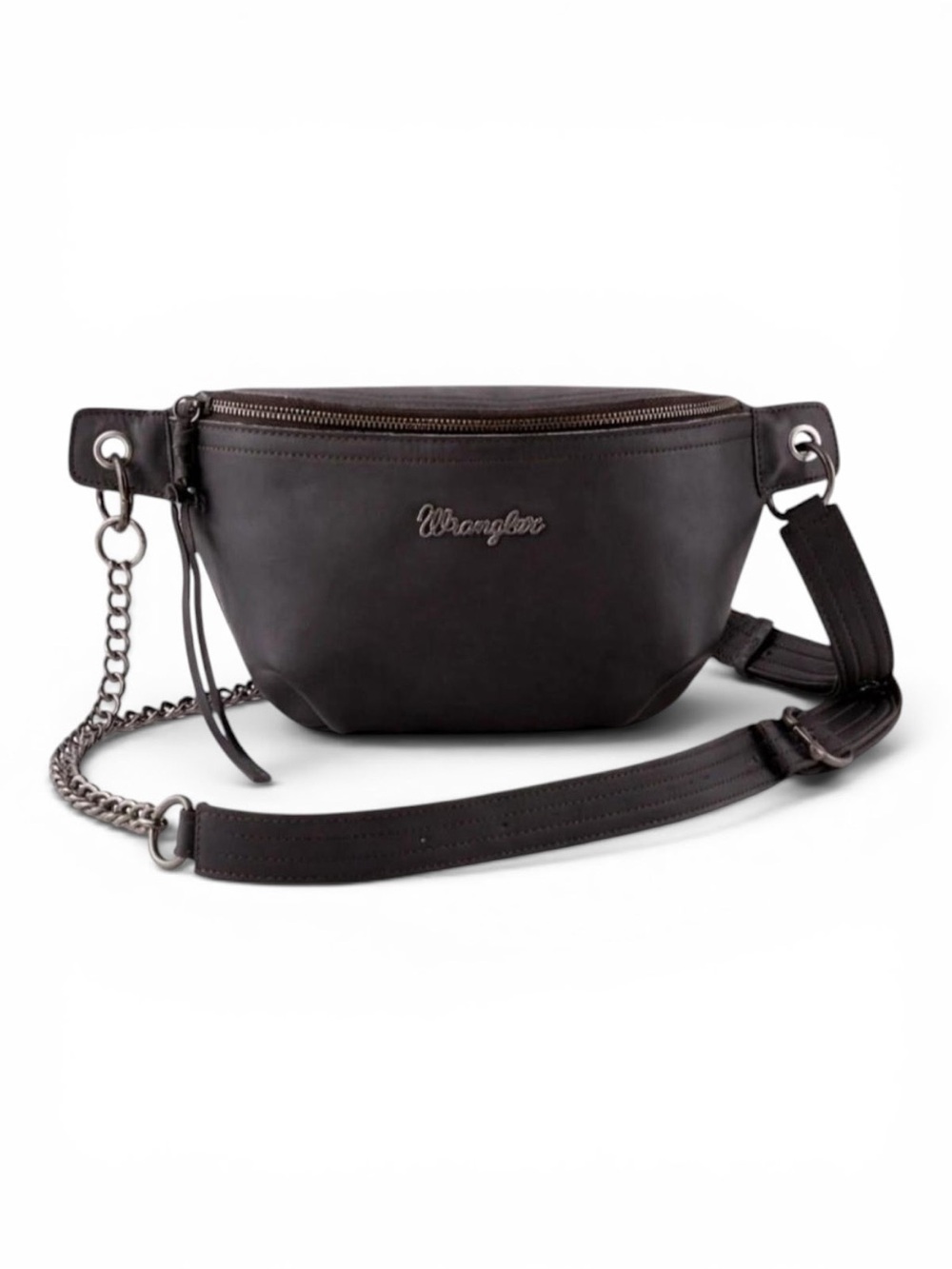 NWT Wrangler Genuine Leather Mini Sling Crossbody Belt Bag Black WC30-94BK